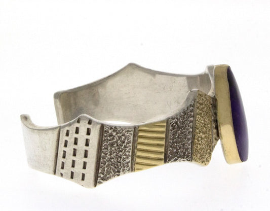 Natural Sugilite Bracelet With 14K Gold