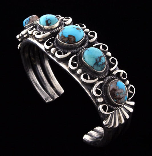 Natürlicher Bisbee-Türkis 5-Stein-Reihenarmband