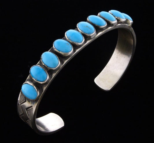 Natürlicher Sleeping Beauty Türkis 10-Steine Reihe Armband