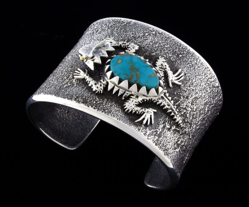 Tufa Cast Horny Toad Bracelet With Natural Pilot Mountain