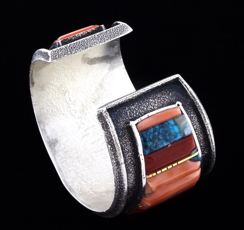 Tufa Cast High Grade Natural Raised Cobblestone Inlay Bracelet