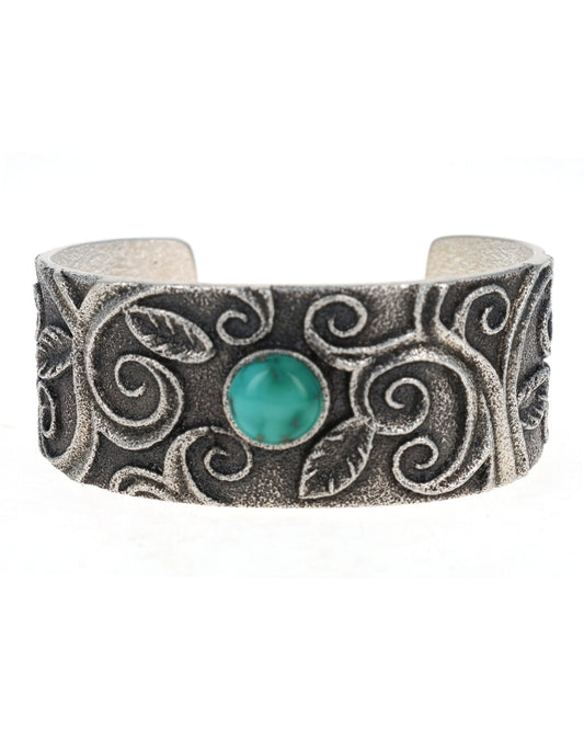 Tufa Cast Bracelet With Natural Lone Mountain Turquoise