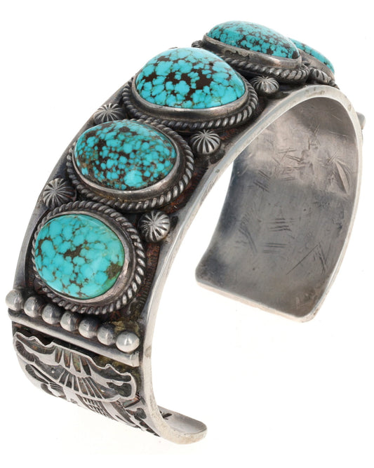 Natural Nevada Blue Turquoise 5-Stone Row Bracelet