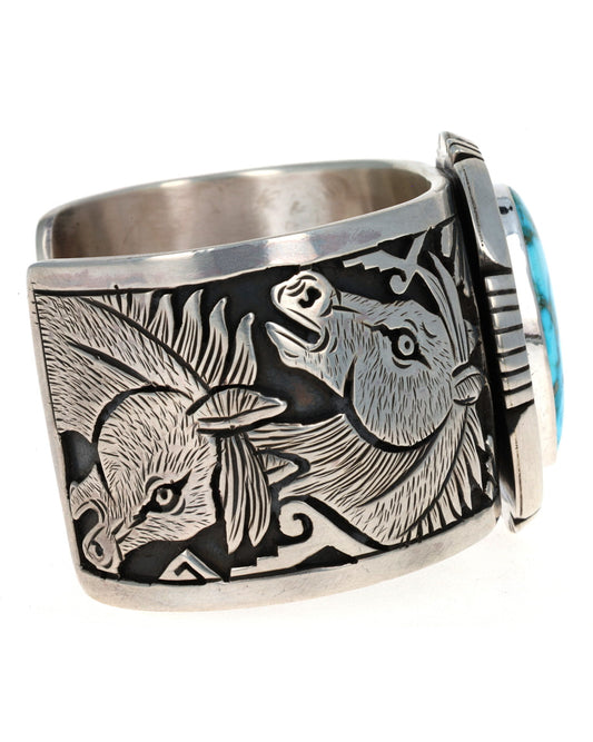 Horse Overlay Bracelet With Natural Kingman Water Web Turquoise