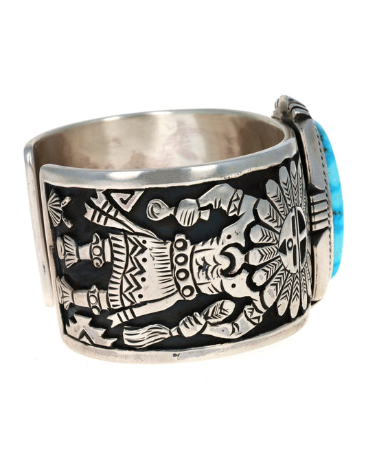 Native American Overlay Bracelet With Natural Kingman Water Web Turquoise