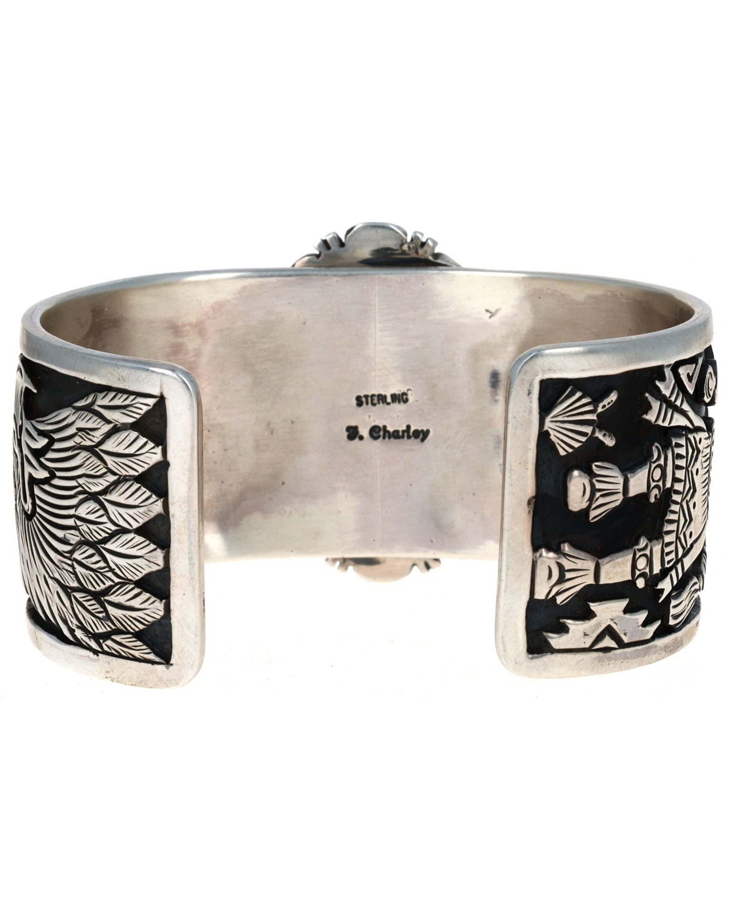 Native American Overlay Bracelet With Natural Kingman Water Web Turquoise