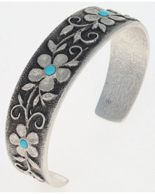 High Grade Natural Castle Dome Turquoise 4 Flower Bracelet