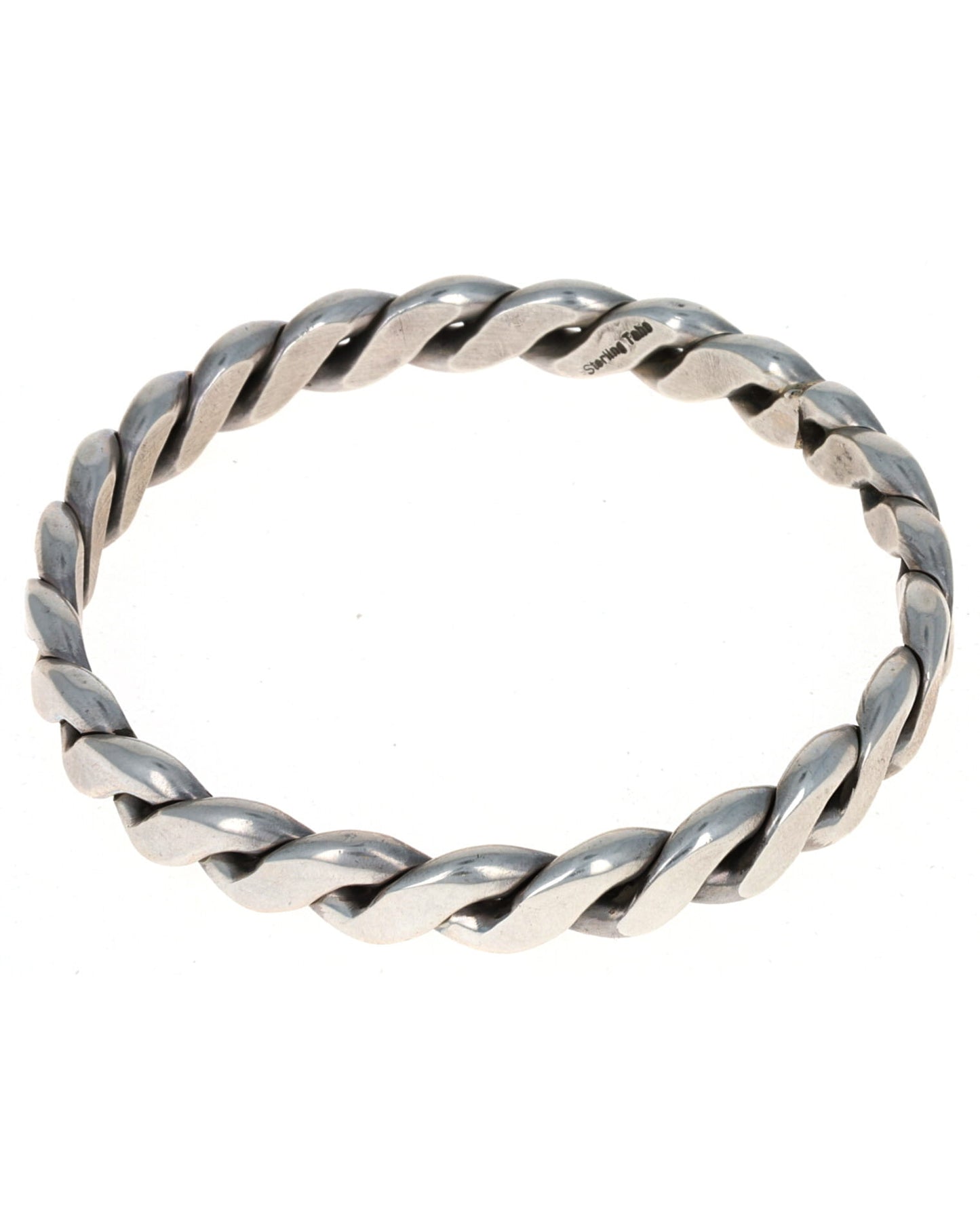 Solid Sterling Silver Braided Bangle Bracelet