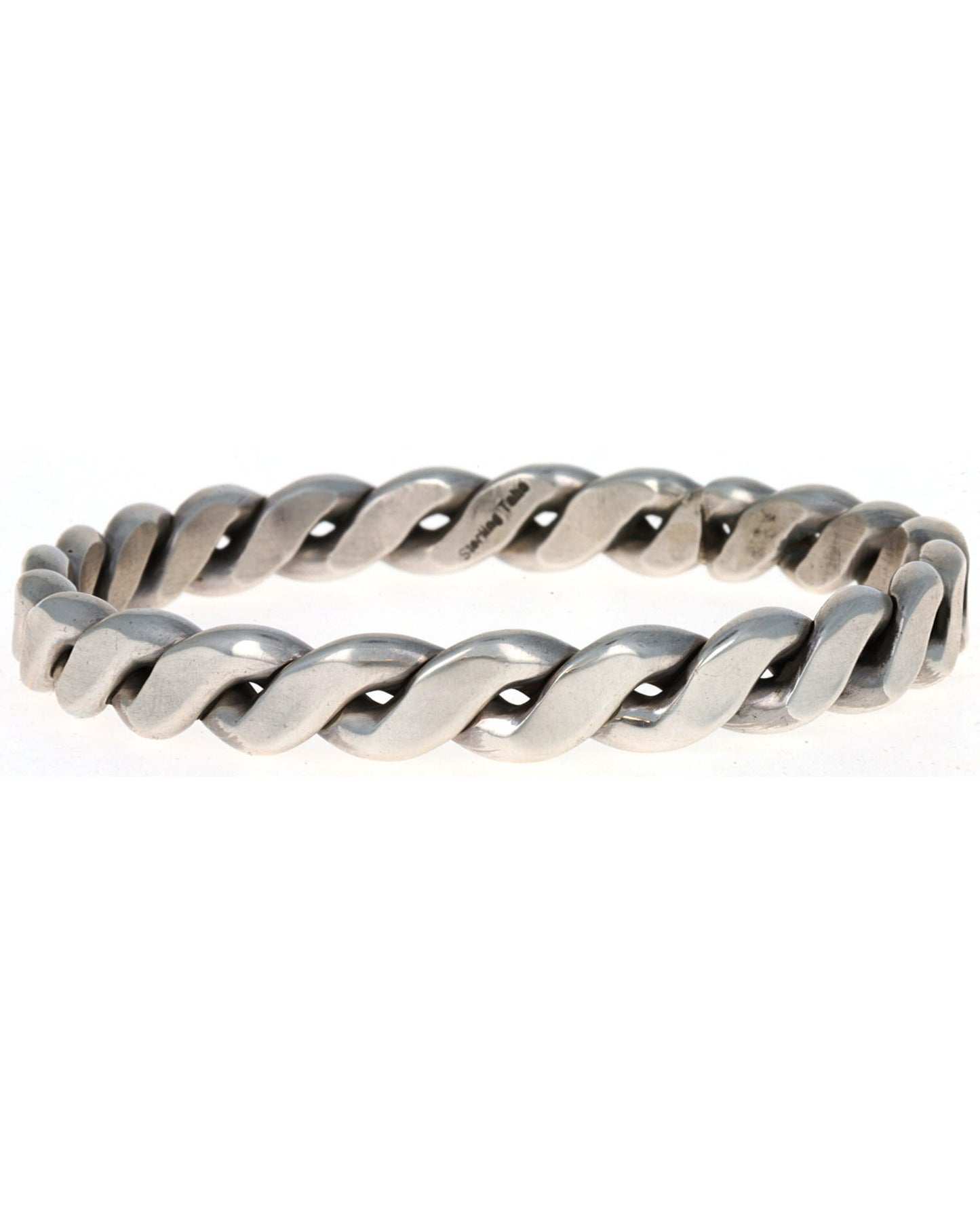 Solid Sterling Silver Braided Bangle Bracelet