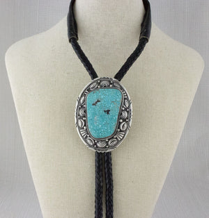 Natürlicher Birdseye Kingman Türkis Bolo Tie