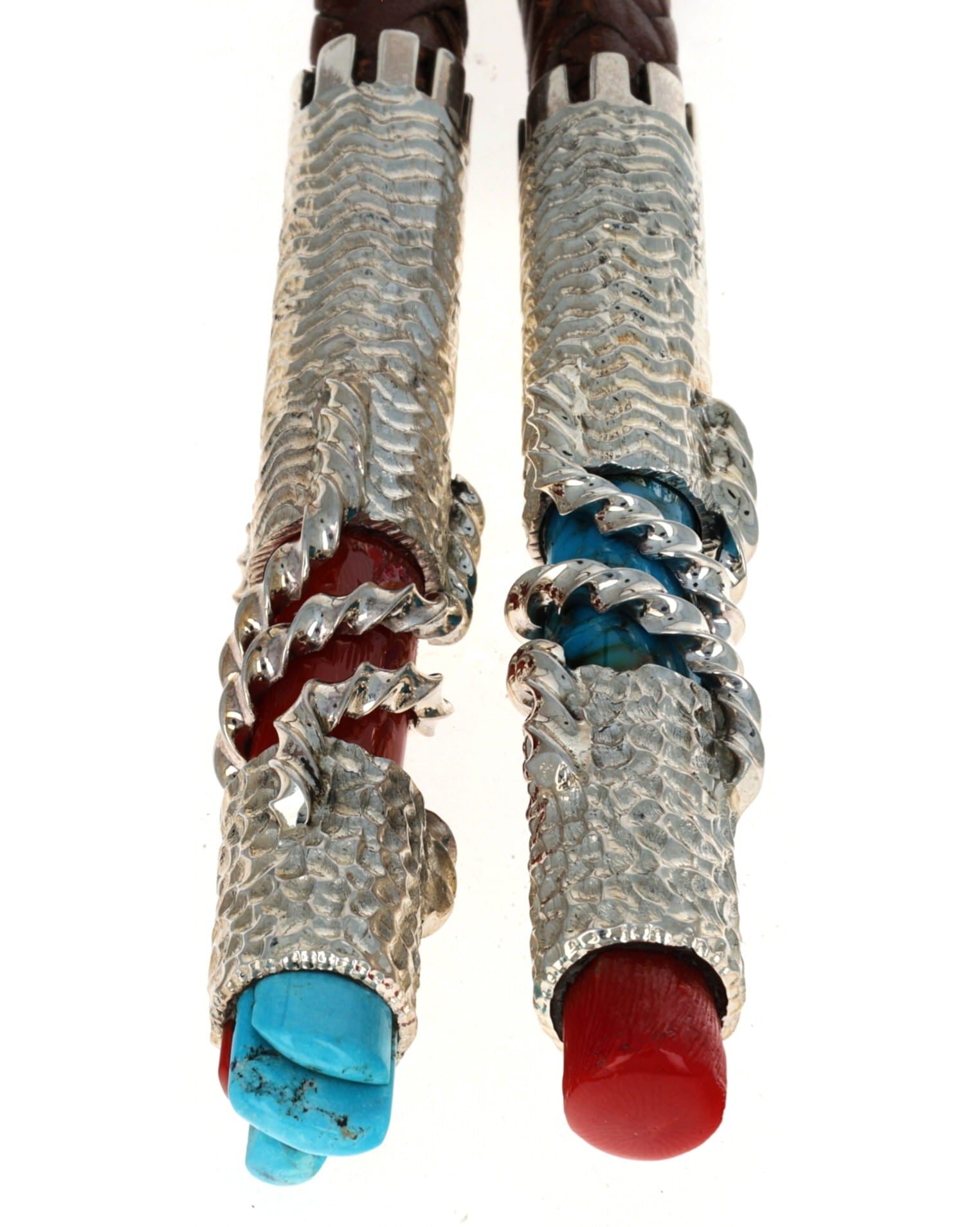 Turquoise And Coral Inlay Bolo Tie
