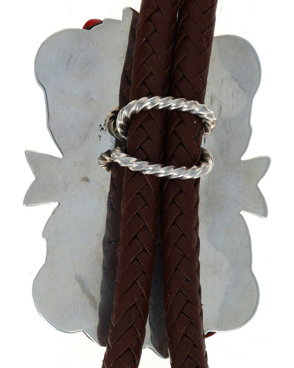 Turquoise And Coral Inlay Bolo Tie