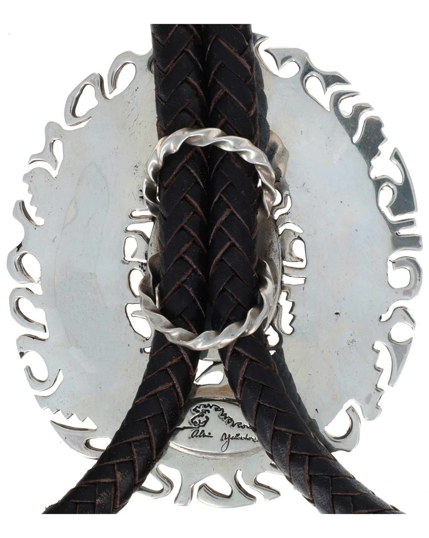 Morenci Turquoise Bolo Tie With Lapis Inlay Surround