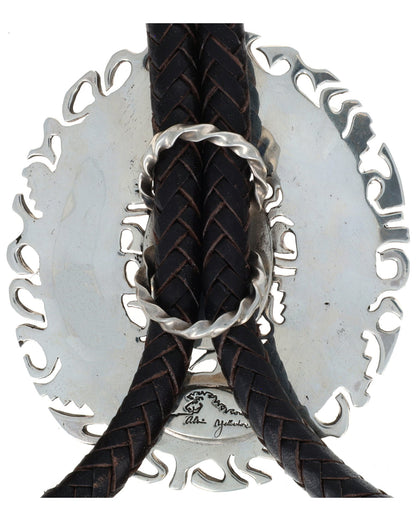 Morenci Turquoise Bolo Tie With Lapis Inlay Surround