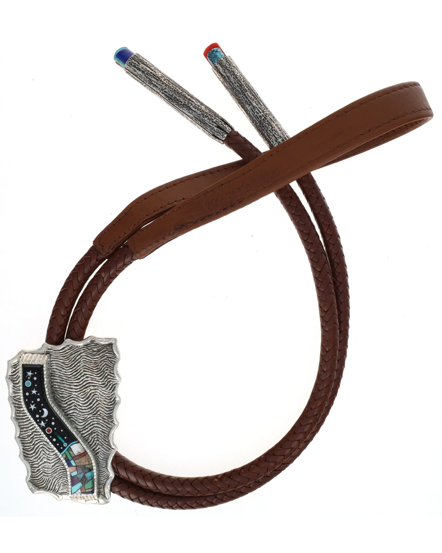 Multi-Stone Raised Micro Inlay Bolo Tie