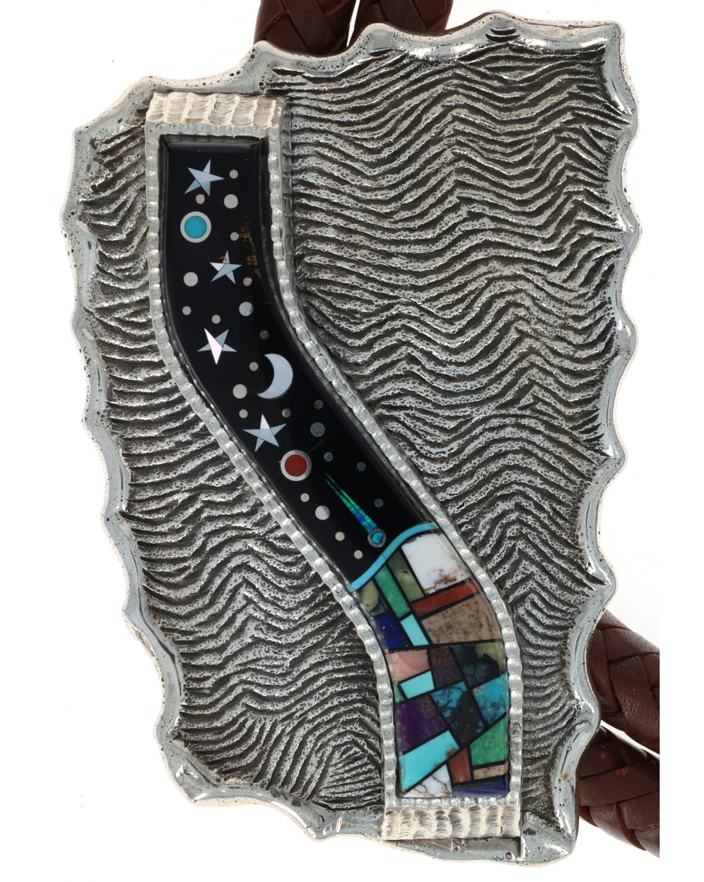 Multi-Stone Raised Micro Inlay Bolo Tie