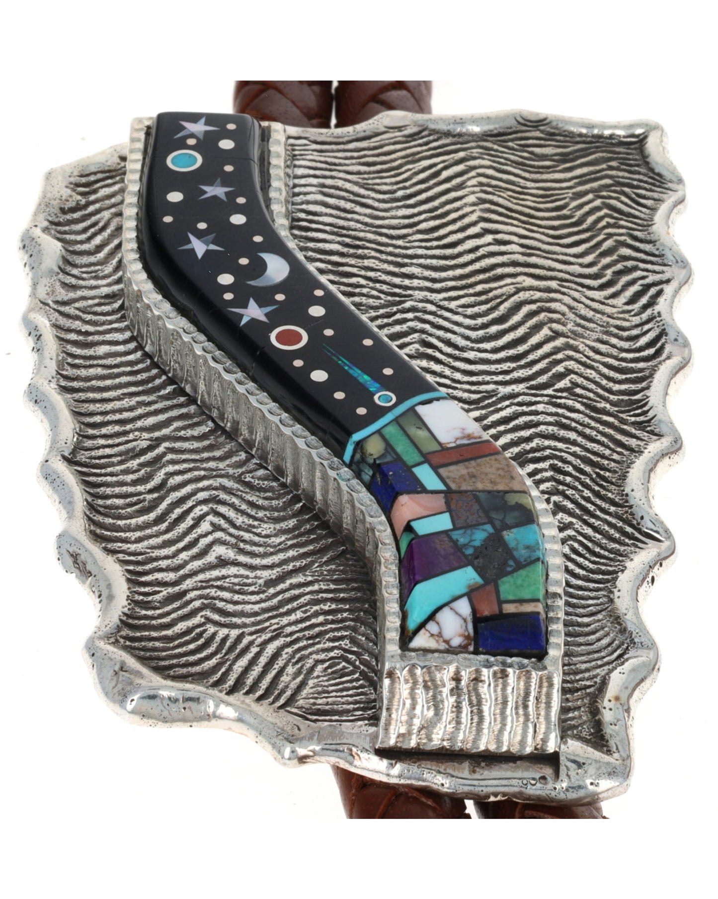 Multi-Stone Raised Micro Inlay Bolo Tie