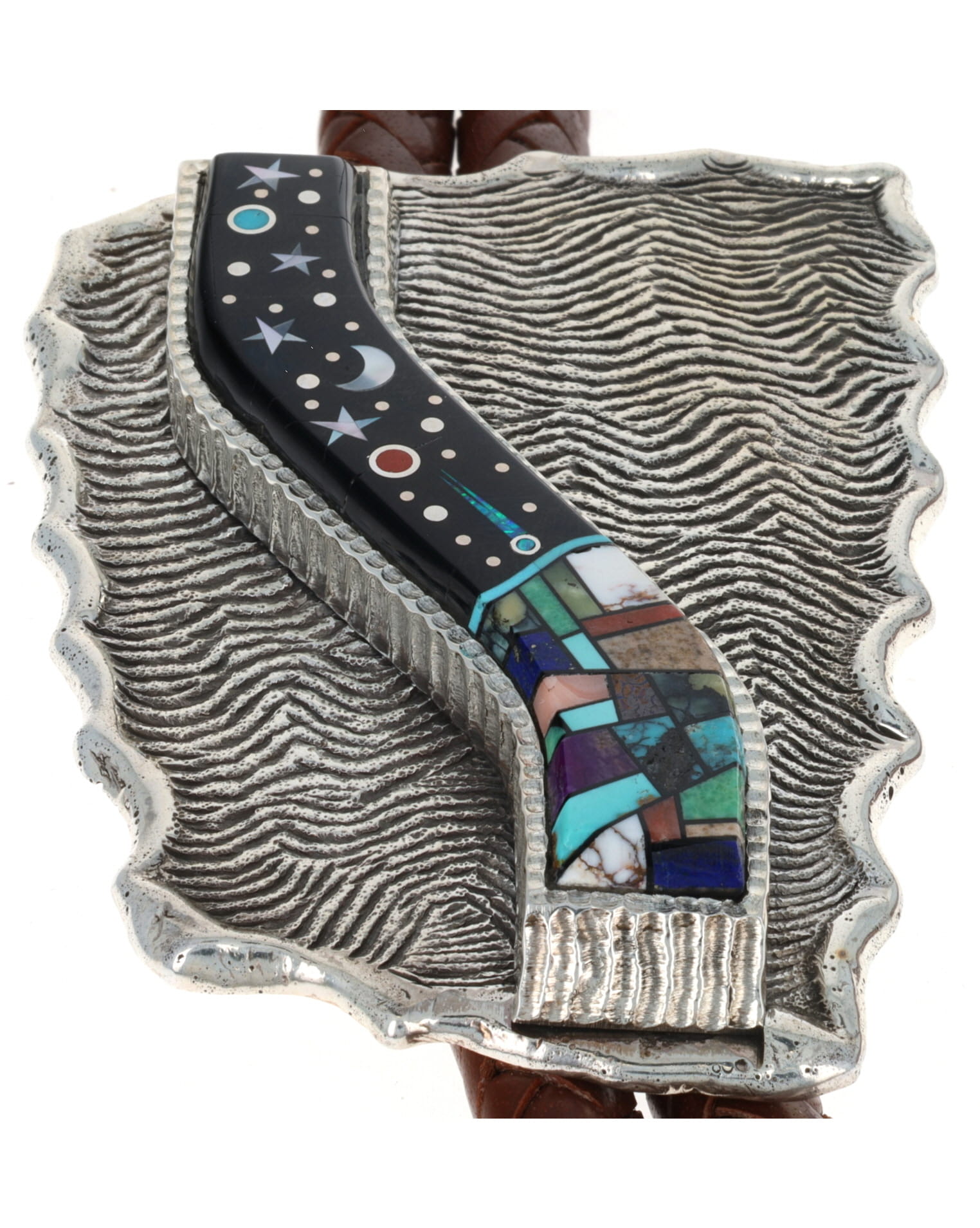 Multi-Stone Raised Micro Inlay Bolo Tie