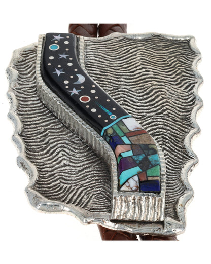 Multi-Stone Raised Micro Inlay Bolo Tie