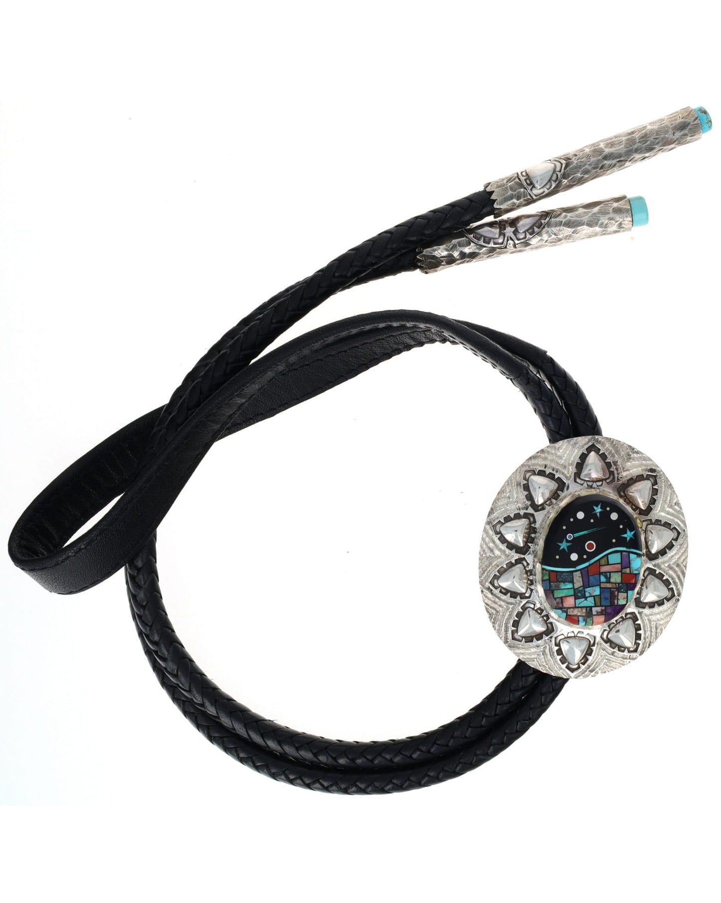 Multi-Stone Raised Micro Inlay Bolo Tie