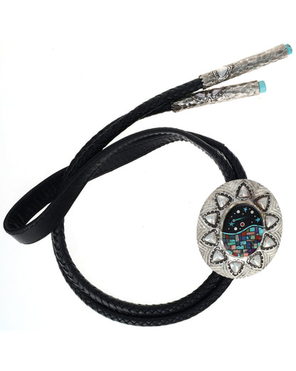 Multi-Stone Raised Micro Inlay Bolo Tie