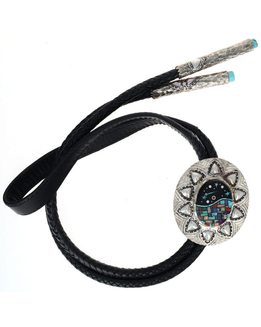 Multi-Stone Raised Micro Inlay Bolo Tie