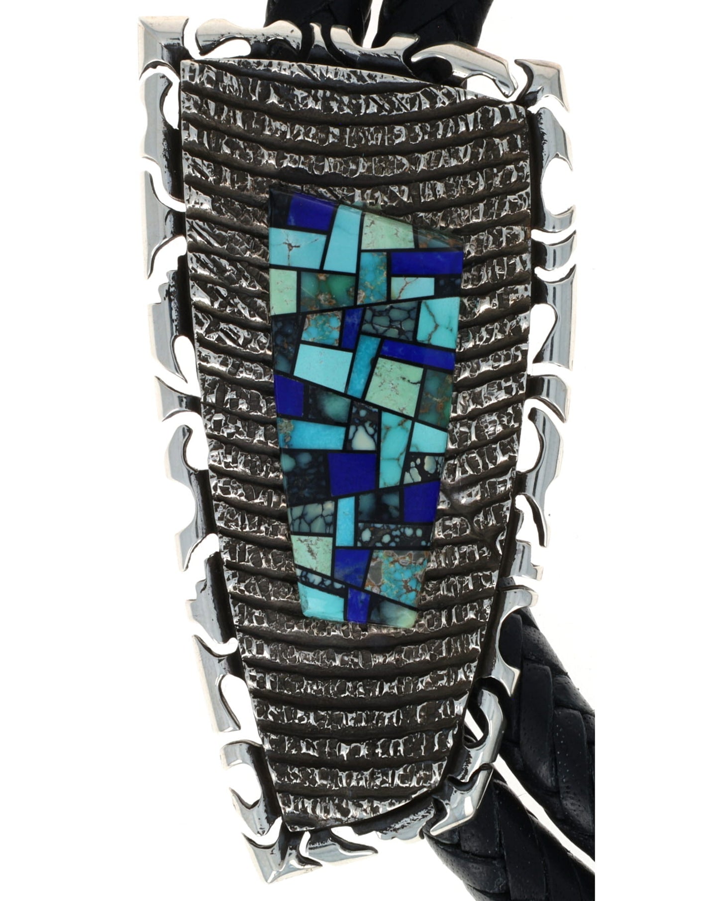 Multi-Stone Raised Micro Inlay Bolo Tie
