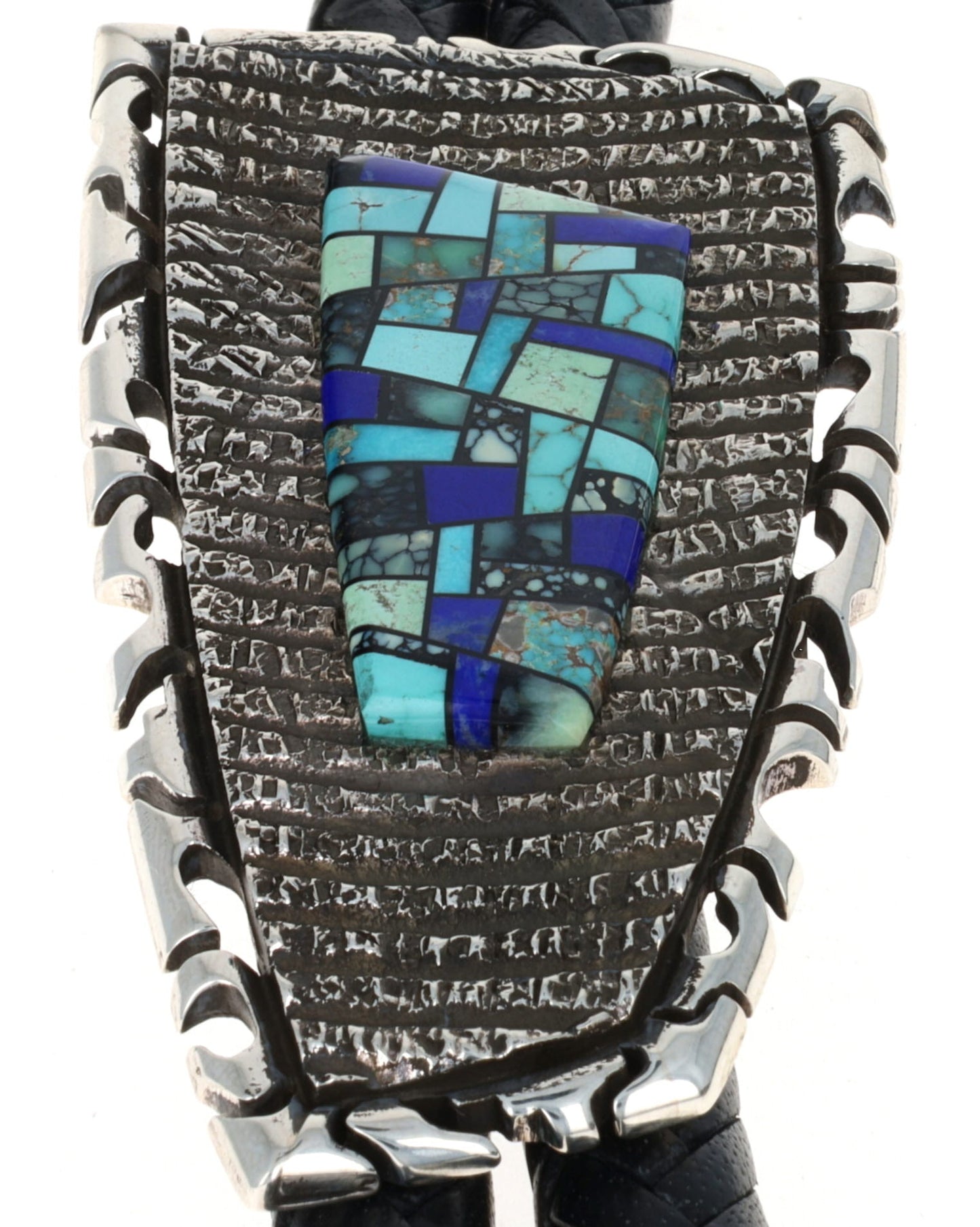 Multi-Stone Raised Micro Inlay Bolo Tie