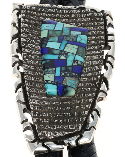 Multi-Stone Raised Micro Inlay Bolo Tie
