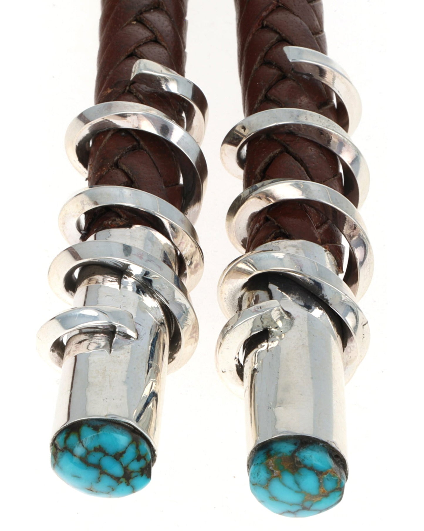 High Grade Natural Lone Mountain Turquoise Bolo Tie With Natural Multi-Stone Inlay Surround