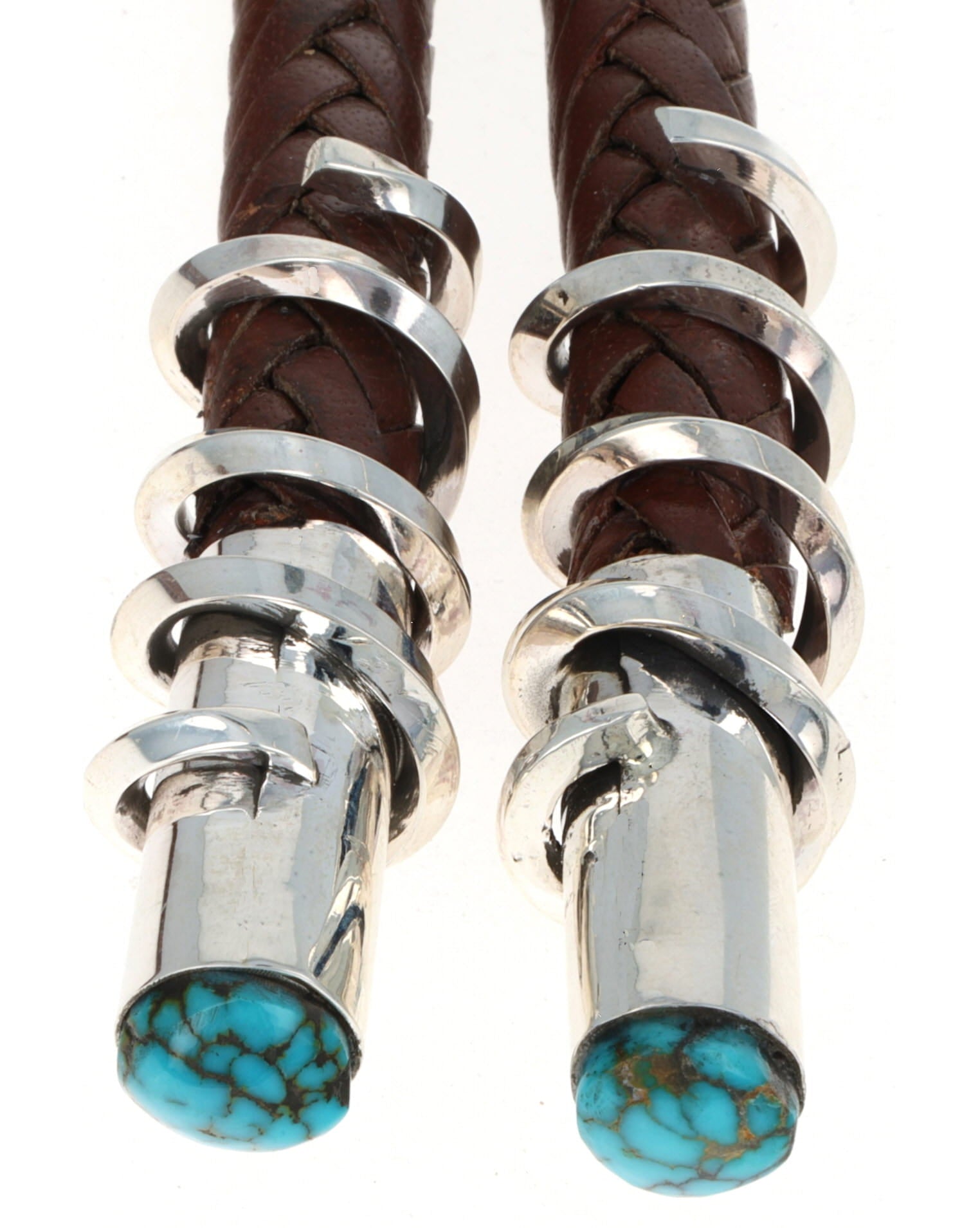 High Grade Natural Lone Mountain Turquoise Bolo Tie With Natural Multi-Stone Inlay Surround
