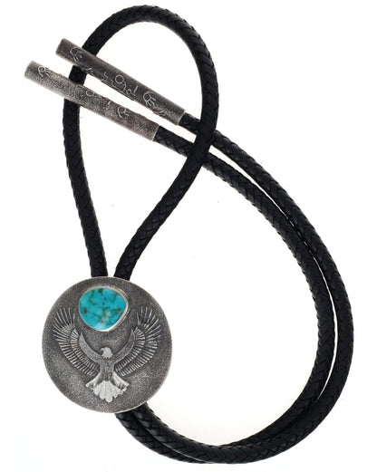Sterling Silver Eagle Bolo Tie With Natural Fox Turquoise