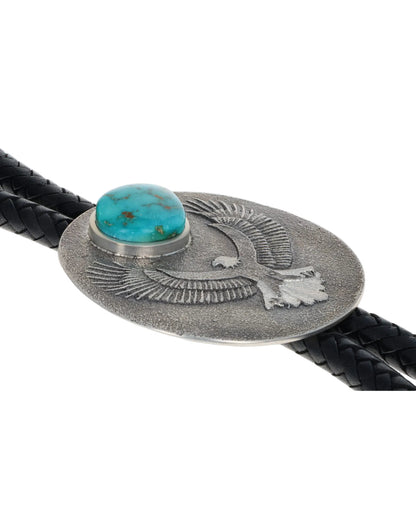 Sterling Silver Eagle Bolo Tie With Natural Fox Turquoise