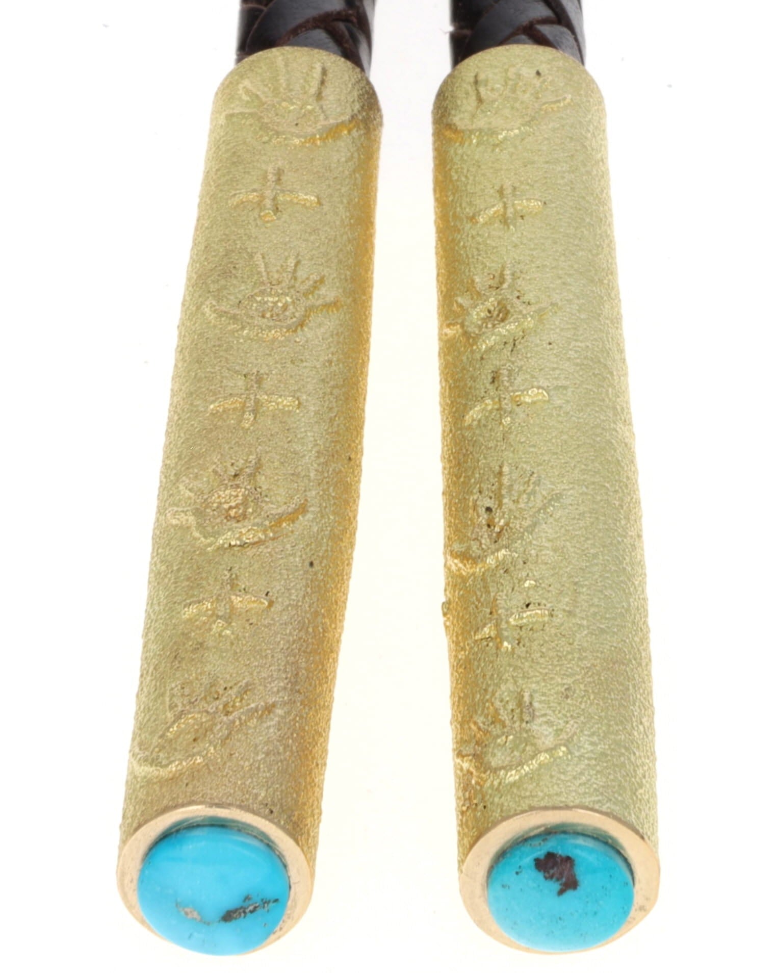 18K Gold Buffalo Bolo Tie With High Grade Natural Bisbee Turquoise