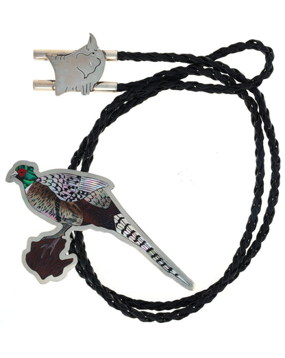 Multi-Color Inlay Pheasant Bolo Tie
