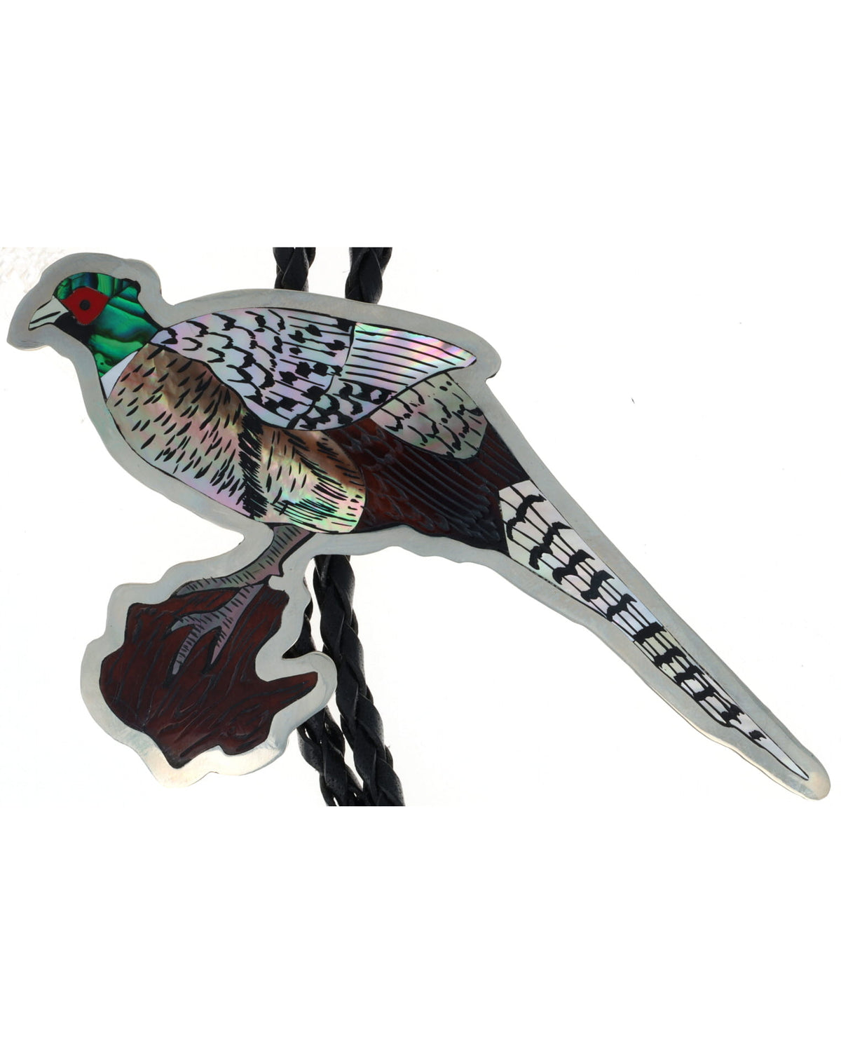 Multi-Color Inlay Pheasant Bolo Tie