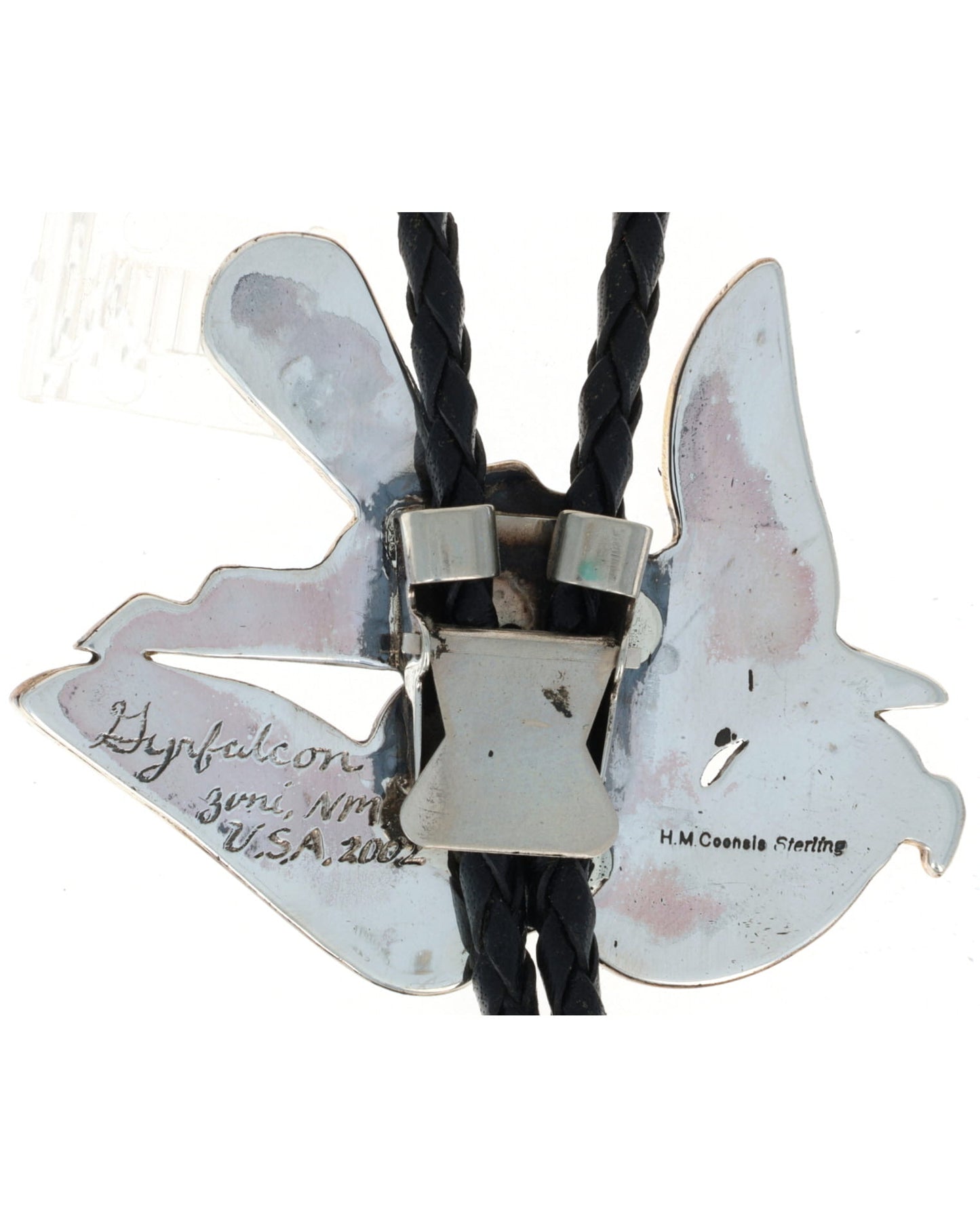 Stone & Shell Inlay Gyrfalcon Bolo Tie