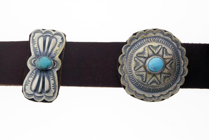 ターコイズコンチョベルト - $2,450 - CB#1003 - SilverTQ