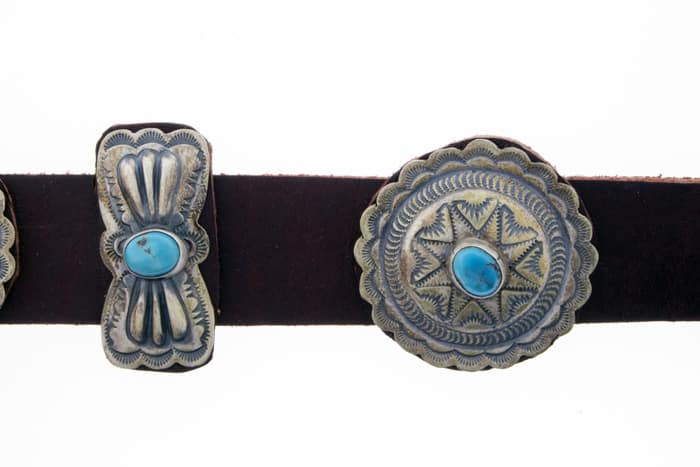 ターコイズコンチョベルト - $2,450 - CB#1003 - SilverTQ
