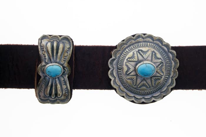 ターコイズコンチョベルト - $2,450 - CB#1003 - SilverTQ