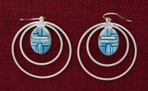 Boucles d'oreilles doubles en inlay de pavé surélevé en turquoise de Kingman