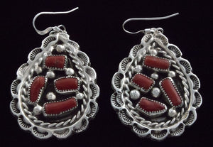 Boucles d'oreilles en corail naturel méditerranéen en grappe