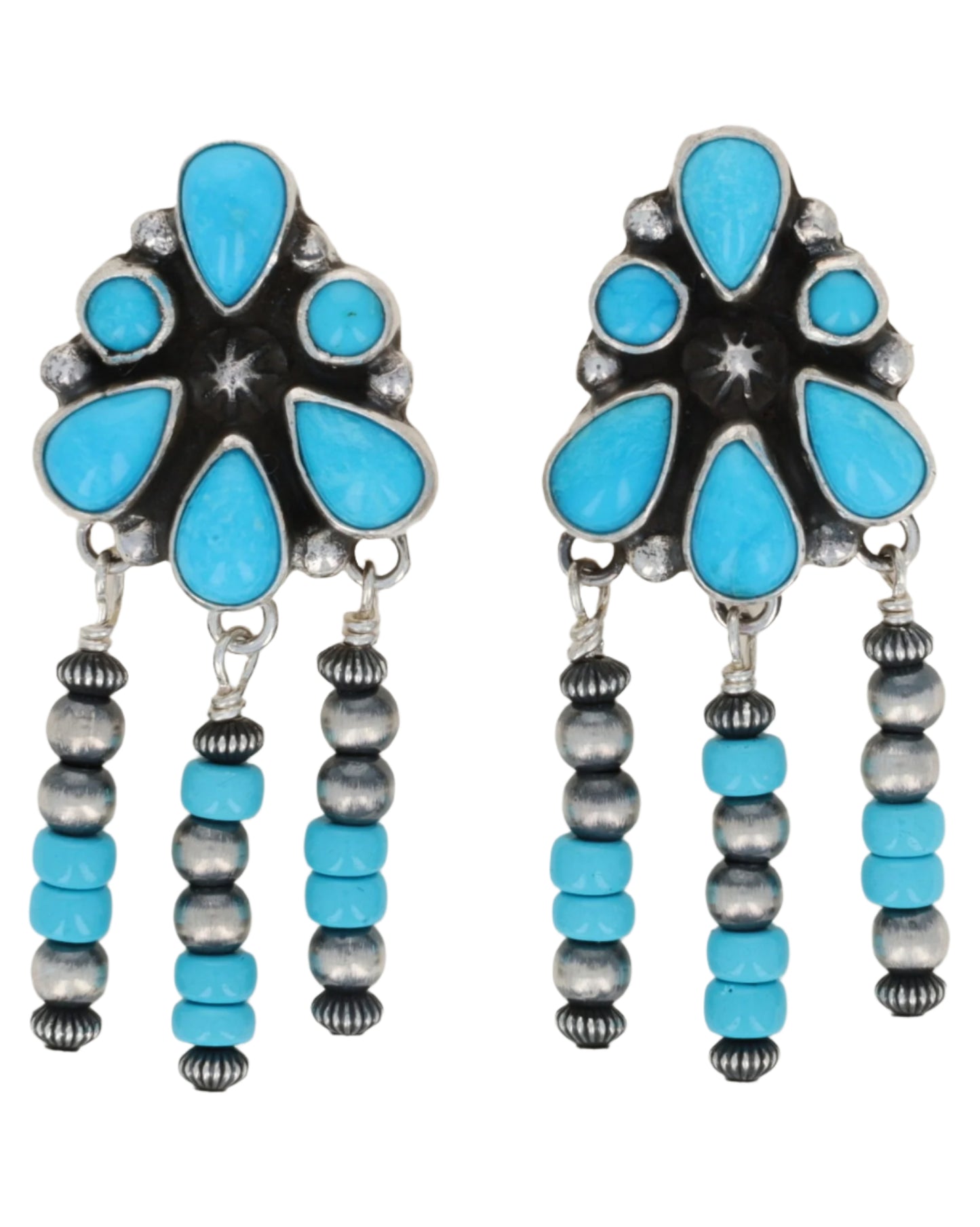 Natural Sleeping Beauty Cluster Earrings