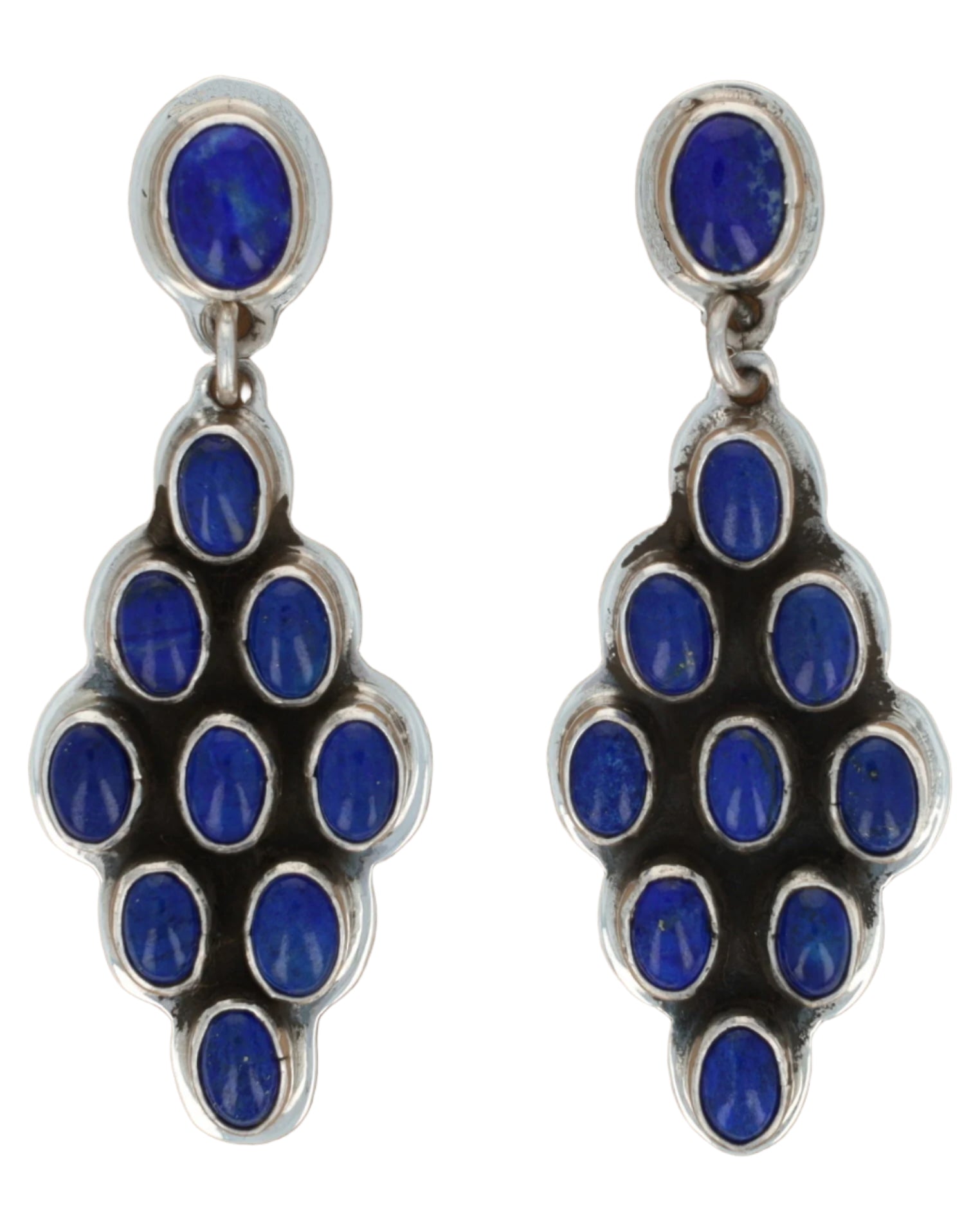 Boucles d'oreilles en grappe en forme de diamant en lapis naturel