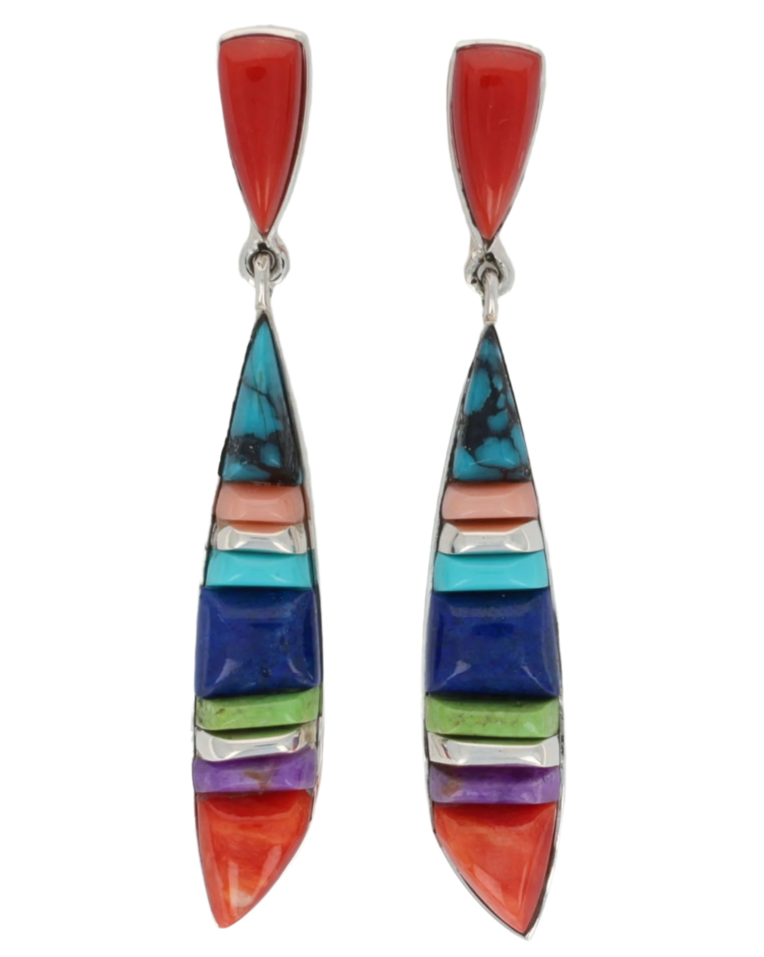 マルチカラー立体コブルストーン象嵌イヤリング