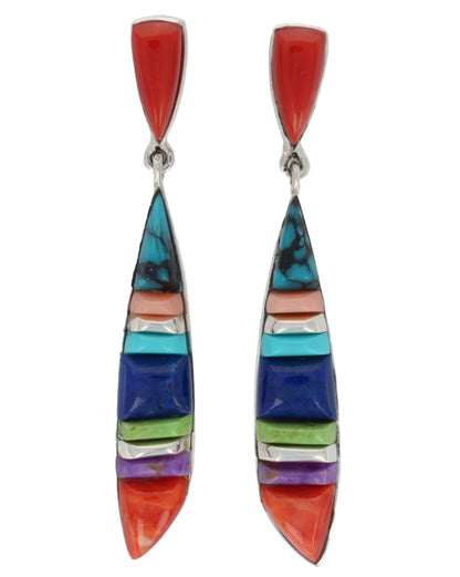 マルチカラー立体コブルストーン象嵌イヤリング