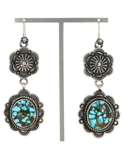Boucles d'oreilles concho en turquoise naturelle de Kingman