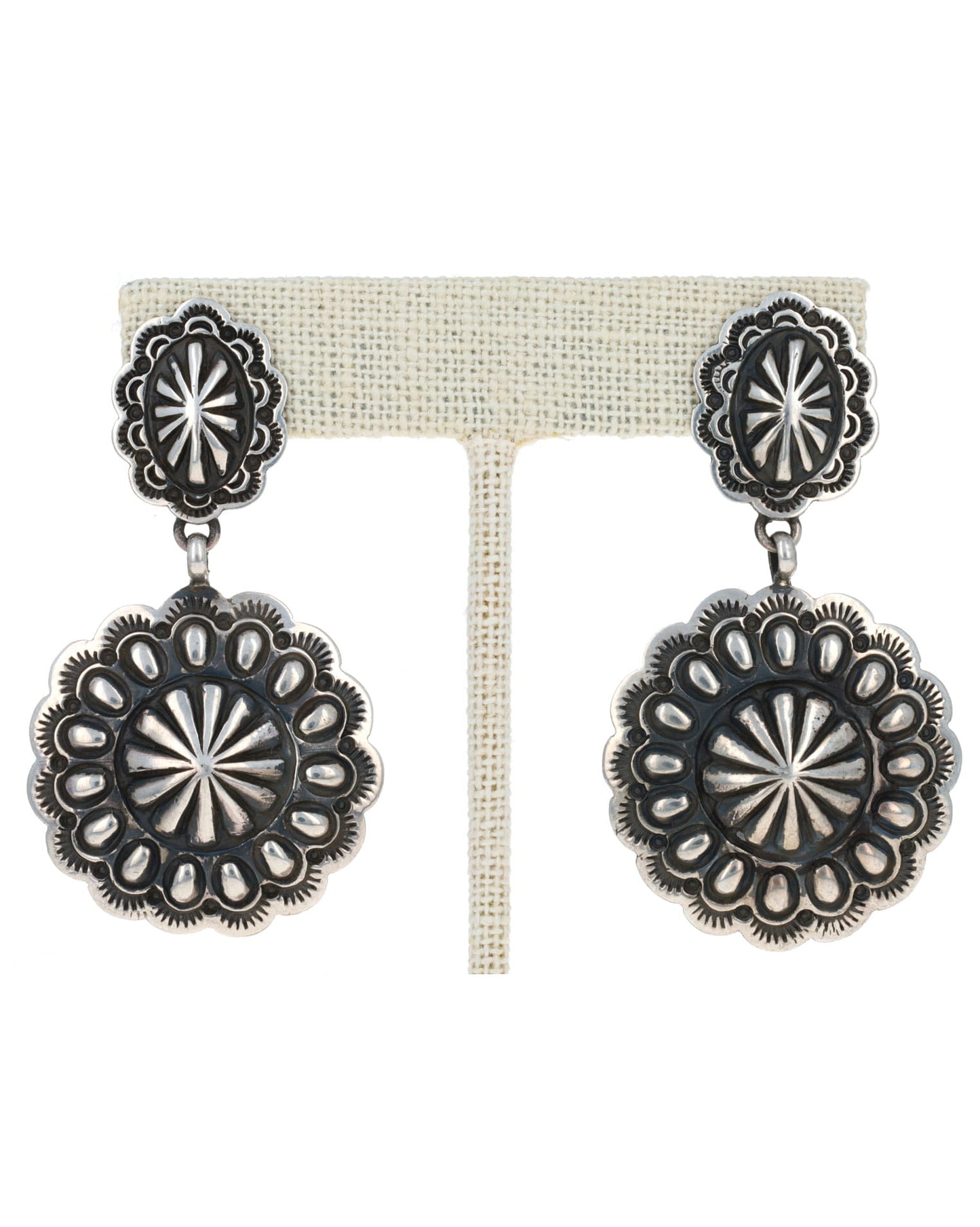 Sterling Silver Concho Style Earrings
