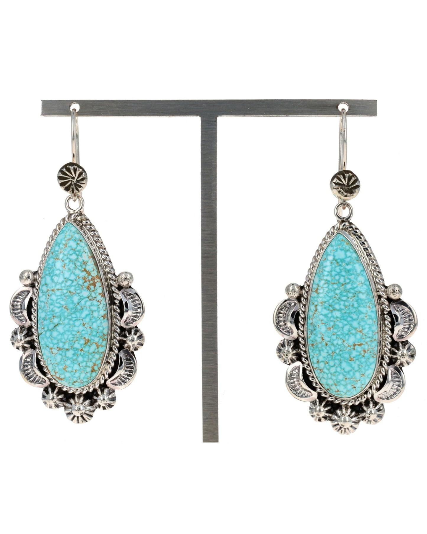 High Grade Natural #8 Micro-Web Turquoise Earrings