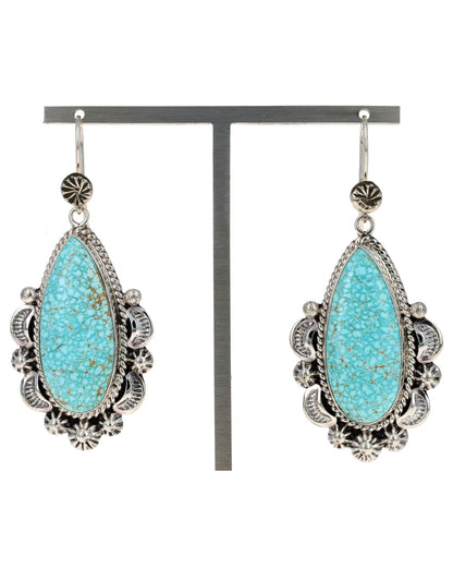 High Grade Natural #8 Micro-Web Turquoise Earrings